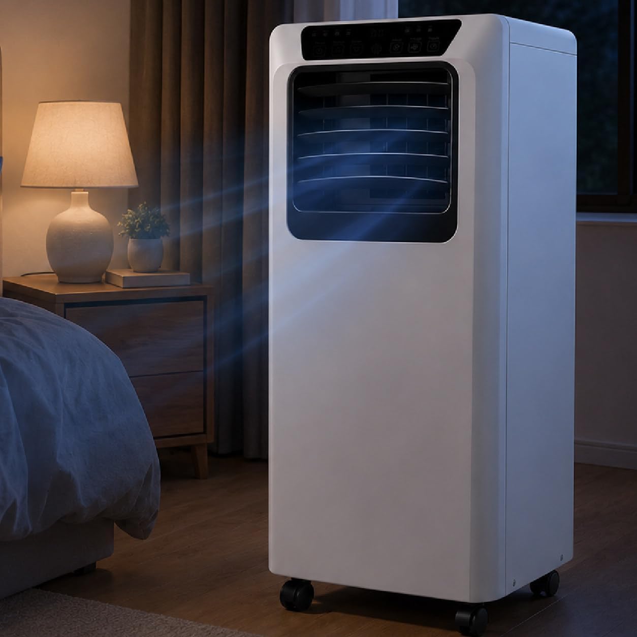 Condizionatore portatile pedenencelia, Condizionatore a Compressore con Modalità Raffreddamento, Deumidificazione e Solo Ventilazione, Temperatura