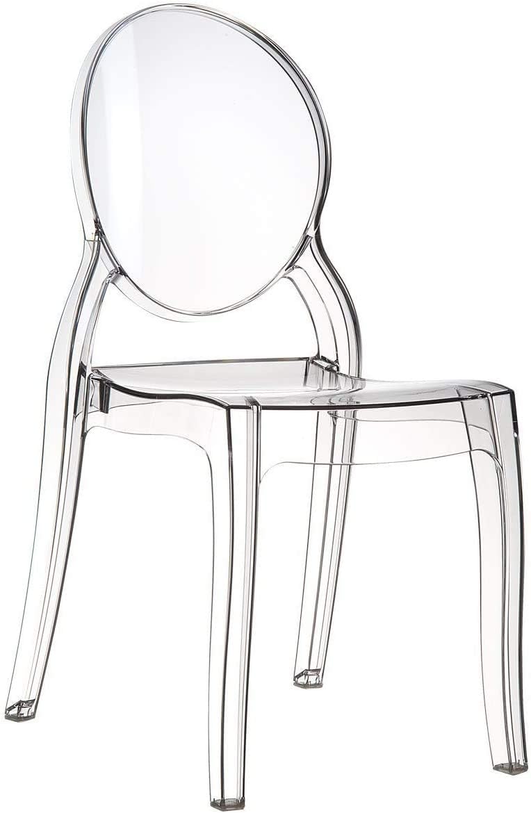 Sedia KONTE.DESIGN, Set di 6 sedie BRERA in policarbonato trasparente impilabili