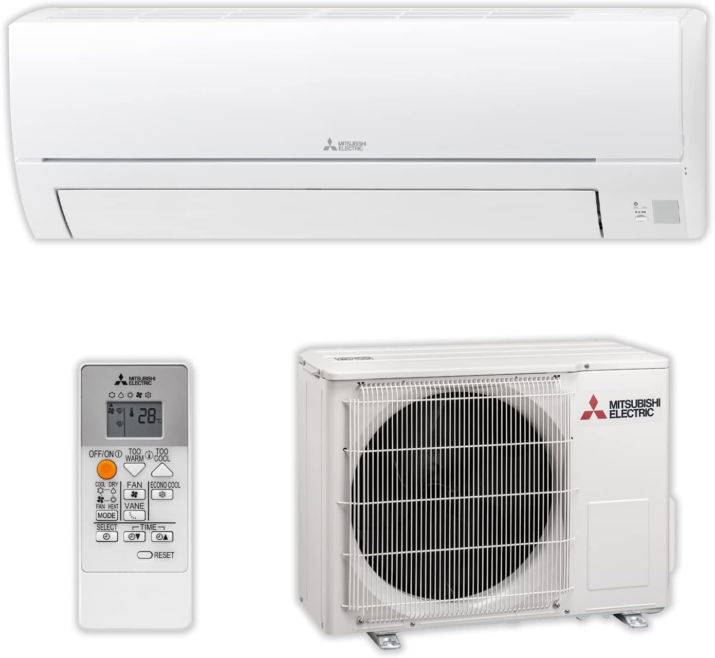 Climatizzatore split Mitsubishi MSZ-HR25VF, 1 Unità Interna + 1 Unità Esterna, Caldo e Freddo, Telecomando Incluso, 9.000 BTU