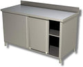 Tavolo da lavoro cucina Ristotecno, con scorrevoli e alzatina, Prof. 60 cm, 130x60x85H, SENZA ruote