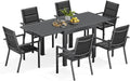 Set tavolo e sedie Devoko 80-160CM, Da Giardino In Alluminio, 6 Sedie Impilabili e 1 80-160 cm Tavolo Da Giardino Allungabile In Alluminio