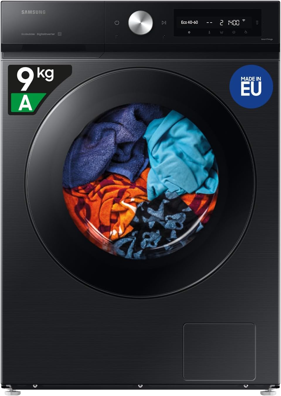 Samsung WW90DB7U94GB lavatrice, Ecodosatore, Super Speed, Corpo: Nero, Oblò: Nero, 60l x 85h x 60p cm