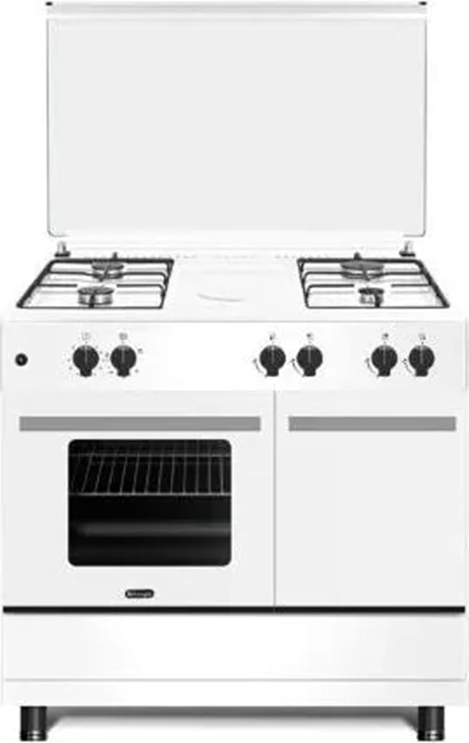 De'Longhi DL964GEWB cucina a libera installazione, Cucina a gas con forno, 4 fuochi, 90x60 cm