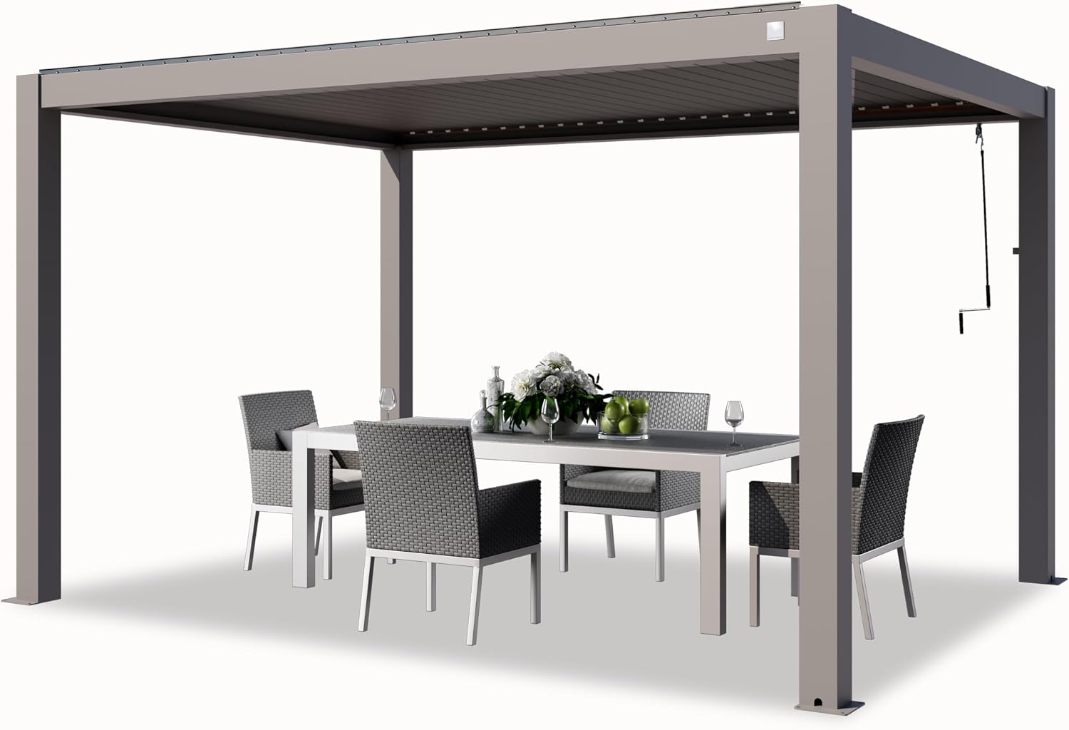Gazebo TOOLPORT, in alluminio con tetto a doghe in alluminio gazebo da giardino grigio