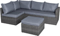 Divano Bravich, Set di mobili da giardino in rattan, angolare a 6 posti con poggiapiedi, set grigio per esterni, facile da montare, forma a L