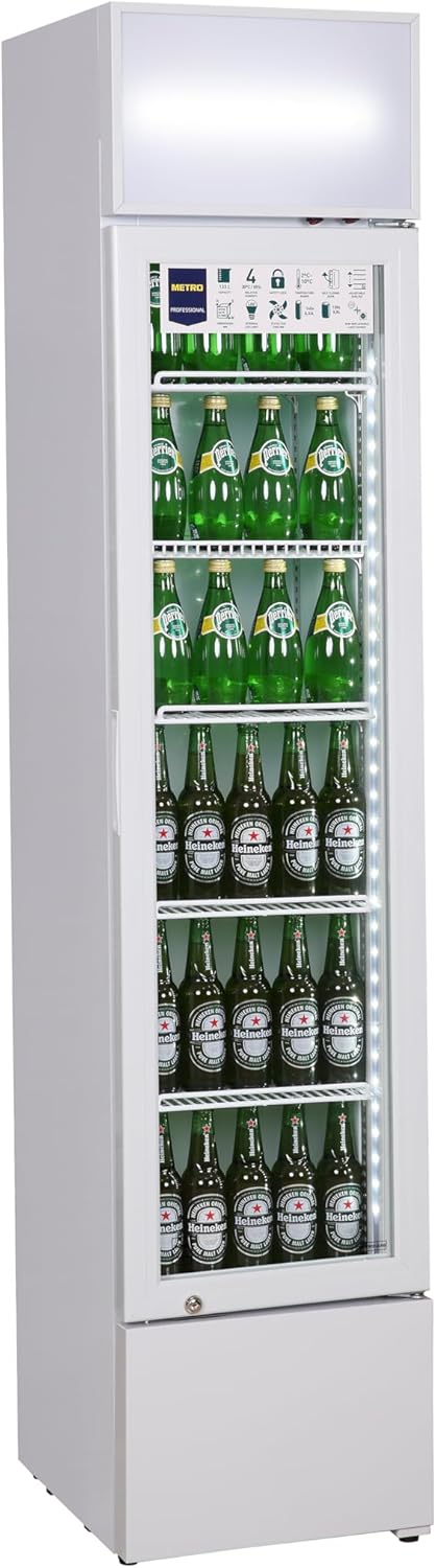 Frigorifero per bevande METRO Professional GSC2133, 5 Ripiani Regolabili, Illuminazione LED, Serratura, Bianco Bianco