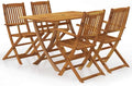 Set bistrot JHQHSM, da giardino pieghevole con 4 sedie in legno di acacia massiccio, per terrazze, mobili da giardino, sala da pranzo, resistente