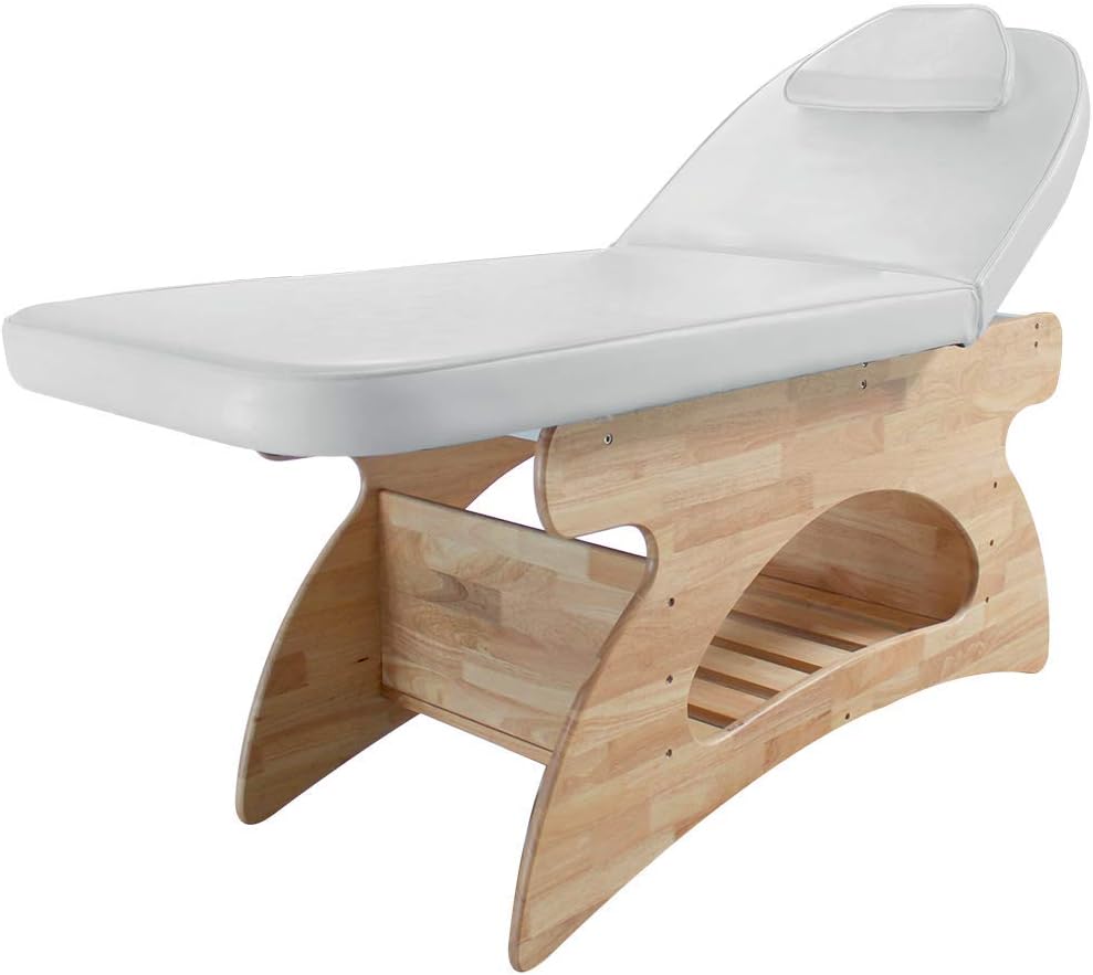 Lettino prendisole Professional アリエール MT2202, in Legno Professionale con Testata Regolabile e Asta Porta Rotolo ()