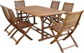 Tavolo milani home, Set Tavolo Giardino Allungabile Rettangolare 180/240x100 Con 4 Sedie E 2 Poltrone In Legno Di Acacia Massiccio Per Esterno