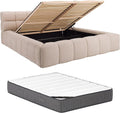 Letto Vente-unique, Pascal morabito, con contenitore 180 x 200 cm Tessuto Beige + Materasso, FORVIK II