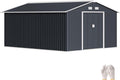Casetta da giardino Outsunny, da Giardino 12.4m2 in Acciaio Zincato con Prese d'Aria, Capanno da Giardino con Tetto Inclinato, Doppie Porte