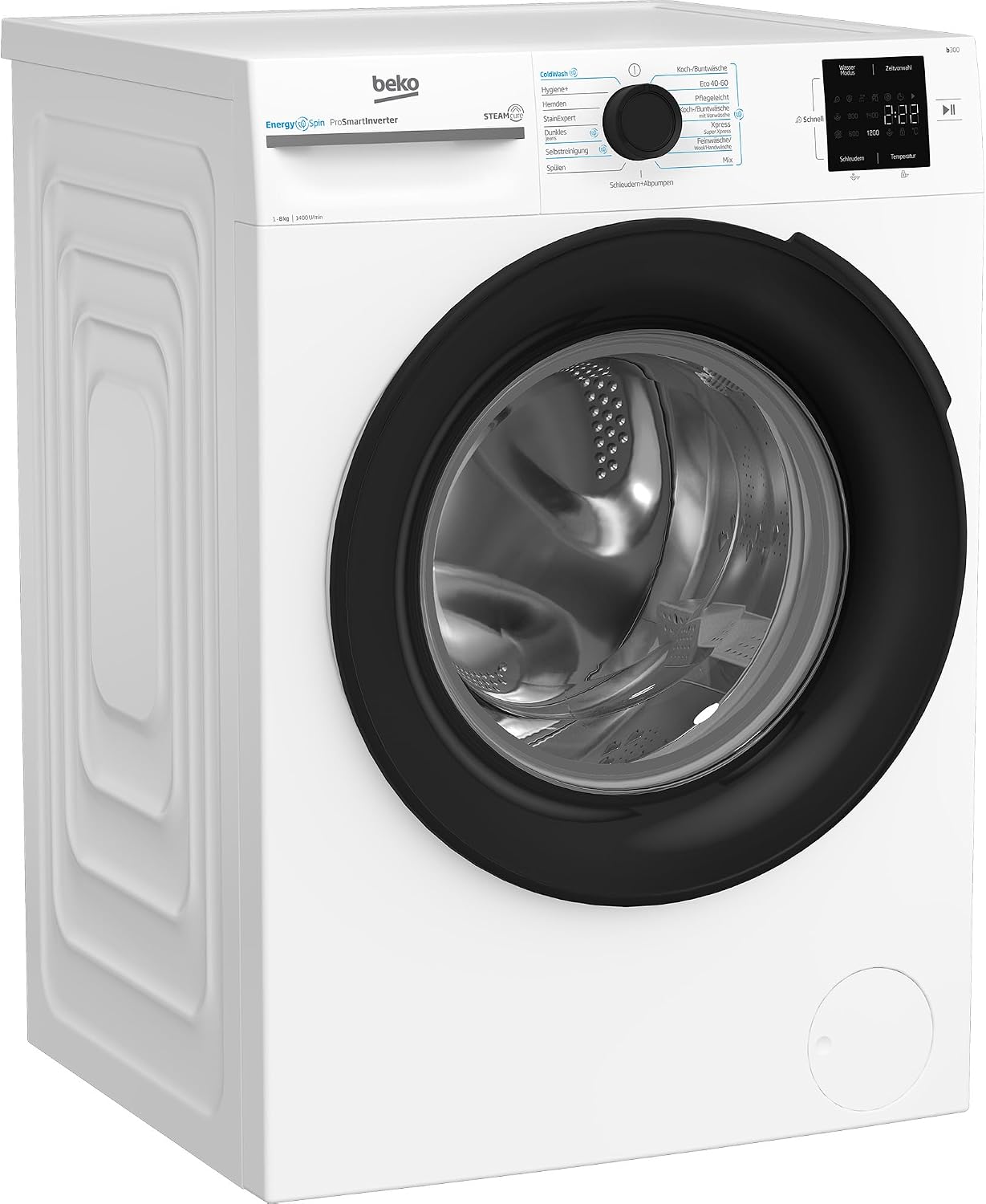 Lavatrice Beko BM3WFU3841X, autoportante, EnergySpin, scelta centrifuga 1400 giri/min, funzione vapore, igiene + anallergica, risparmio di acqua