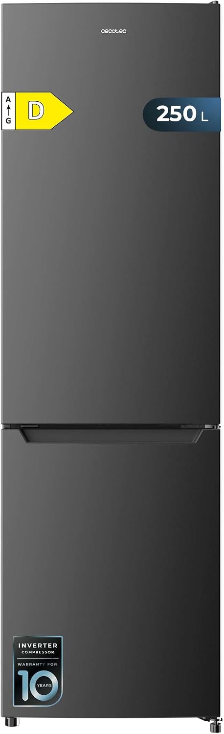 Cecotec frigorifero combinato, Frigoriferi Combinati Bolero Coolmarket Combi 250 Dark D. Capacità 250L, Frigo Combinato Inox, 180 x 55 cm