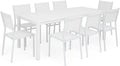 Tavolo Totò Piccinni, Allungabile in alluminio rettangolare ideale per giardino con piano a doghe dal design moderno Bianco, Set Tavolo 200/300 +