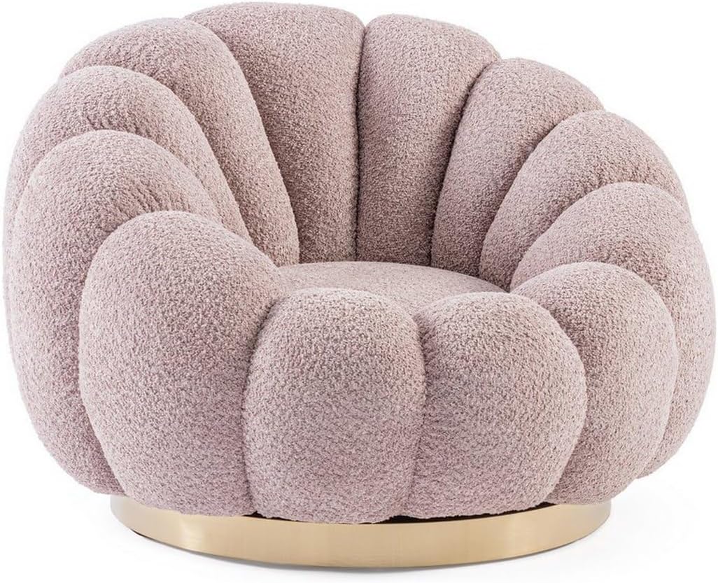 Poltrona KONTE.DESIGN, in tessuto effetto bouclé rosa antico