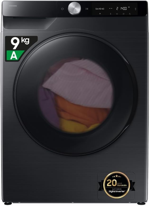 Samsung WD90DG6G94BB 85H lavasciuga, Ecodosatore, Carica Frontale, 60L x 85H x 48P cm