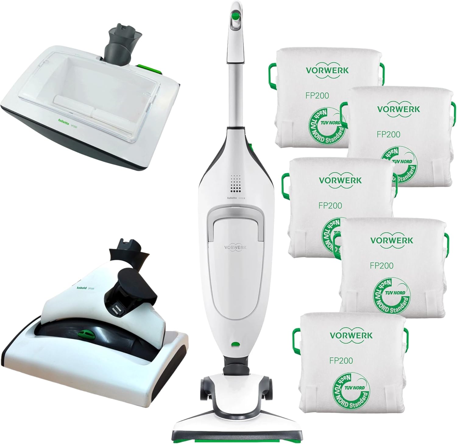 Aspirapolvere senza fili DIERRESTORE SP530 VF200, Folletto VK 220s + Pulilava + Lavatappeti /220s, Aspirapolvere Potente 700 W + Sacchetti