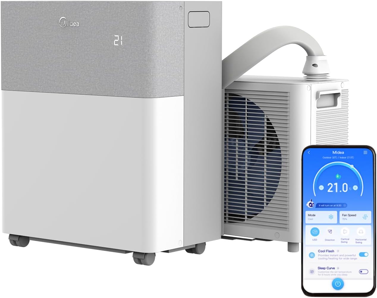 Condizionatore portatile Midea, PortaSplit 12000 BTU, Senza Installazione, Raffreddamento e Riscaldamento