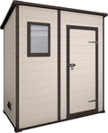 Casetta da giardino FRANKYSTAR, Manor Pent 6x4, 183,50x200,50x111 cm 1 Anta per deposito attrezzi finitura effetto legno graffiato in Resina