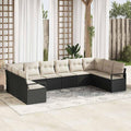 Set mobili da giardino QZZCED, da giardino in rattan sintetico, da salotto modulare nero con cuscini in poliestere e tavolo regolabile