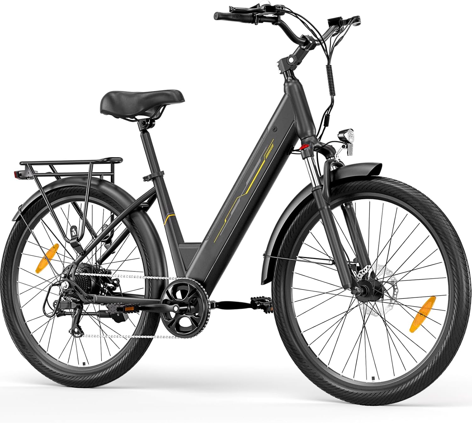 Bici da città Junglor, Elettrica 27,5' donna Motore da 250 W, 36 V 15.6 Ah Batteria Rimovibile