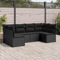 Set tavolo e sedie Wicterencia, da giardino 6 pezzi in rattan sintetico nero con cuscini, resistente alle intemperie, 2 divani angolari, 4 divani