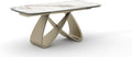 Tavolo da pranzo PAZZO DESIGN, Allungabile Enea, Piano In Vetro Ceramica Calacatta Marble, Gambe Oro, Soggiorno, 160 x 90 x h76 cm