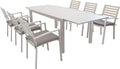 Set tavolo e sedie milani home, Tavolo Giardino Allungabile Rettangolare 160/240 Con 6 Poltrone In Alluminio Tortora Per Esterno