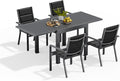 Set tavolo e sedie Devoko 80-160CM, Da Giardino In Alluminio, 4 Sedie Impilabili e 1 80-160 cm Tavolo Da Giardino Allungabile In Alluminio