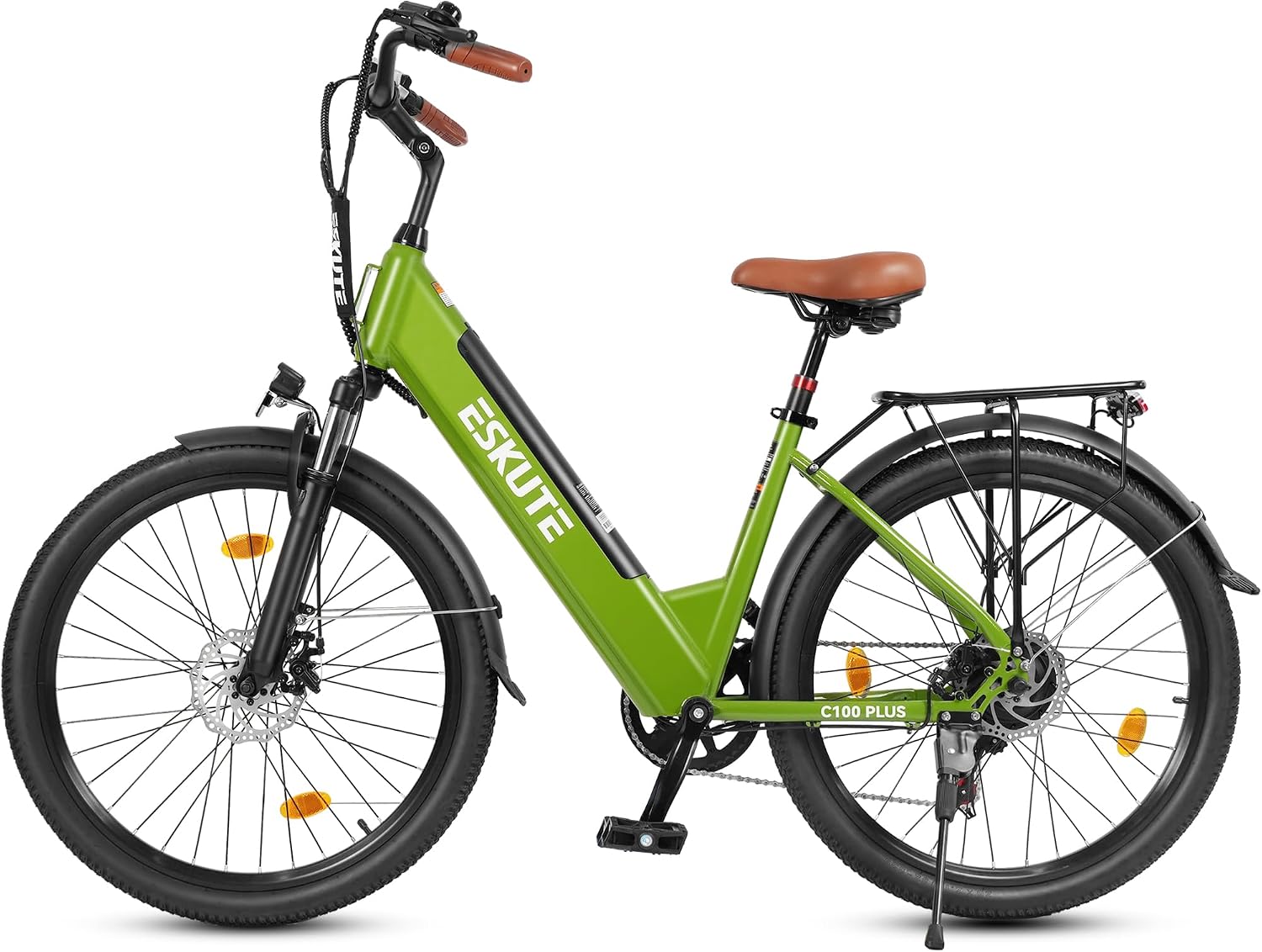 Biciclette elettriche da città ESKUTE C100, Plus Bici Elettrica, 26 Pollici Bicicletta Elettrica, Motore 250 W, Batteria Rimovibile 36 V 13 Ah