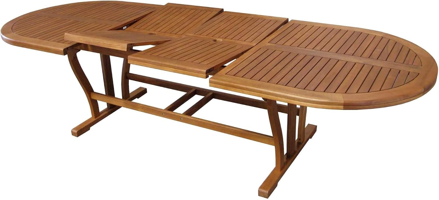 Tavolo milani home, da giardino ovale allungabile, legno di acacia, 10 posti, piano 200/300 x 110 cm