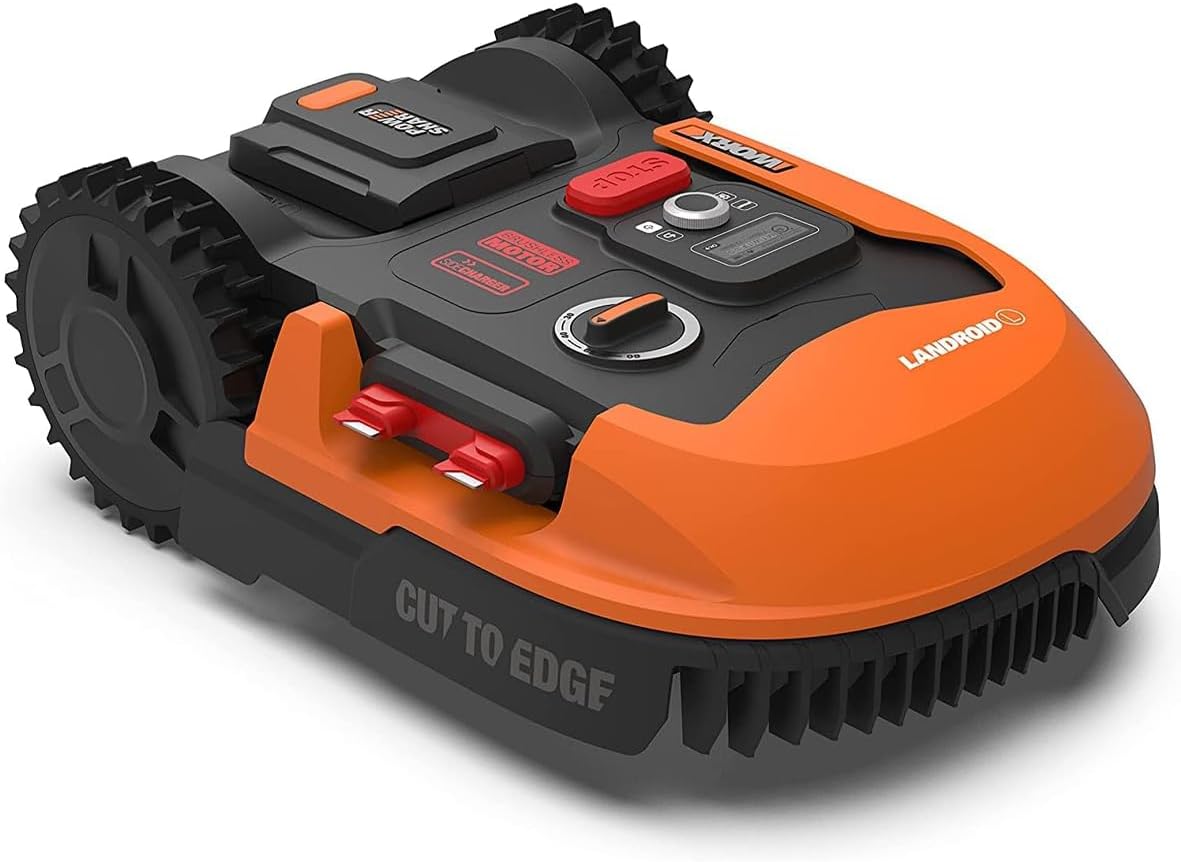 Robot tagliaerba WORX WR169E, con cavo limitatore per giardini fino a 300 m2, navigazione AIA, controllo app, Bluetooth, Cut-to-Edge, larghezza