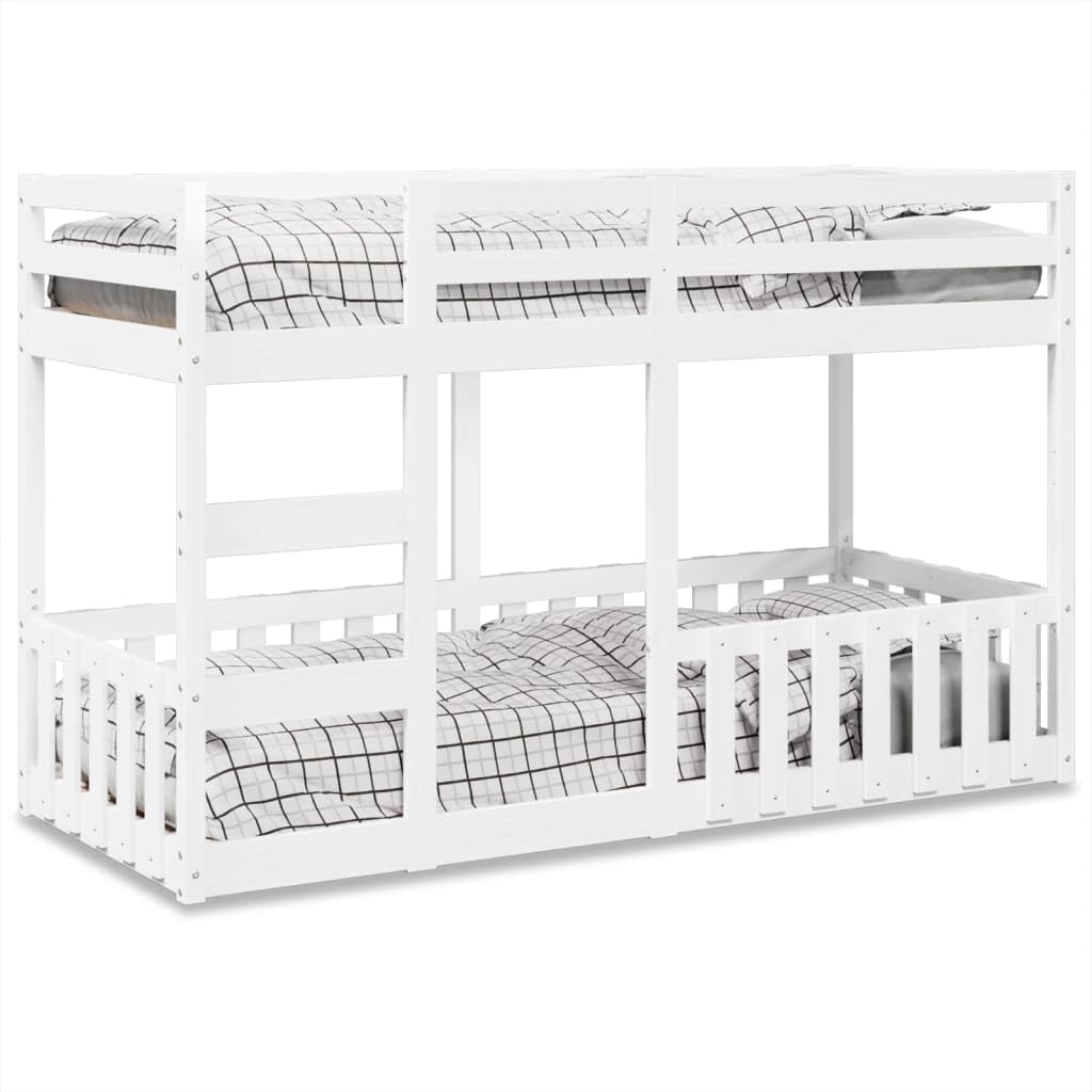 Struttura letto Kaloriko, in Legno Massello di Pino Bianco 90x190 cm con Rete a Doghe Struttura Salvaspazio con Sponde di Sicurezza per Cameretta