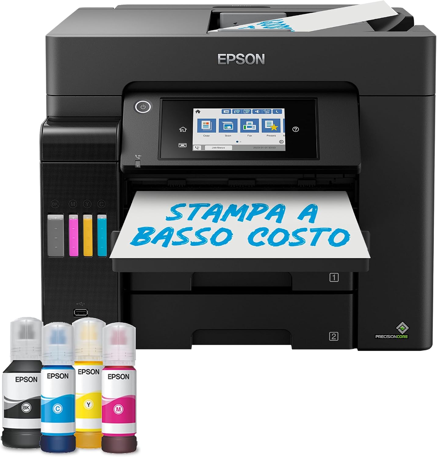 Inkjet Epson ET-5855, EcoTank Stampante A4 Wi-Fi con serbatoi di inchiostro e fax